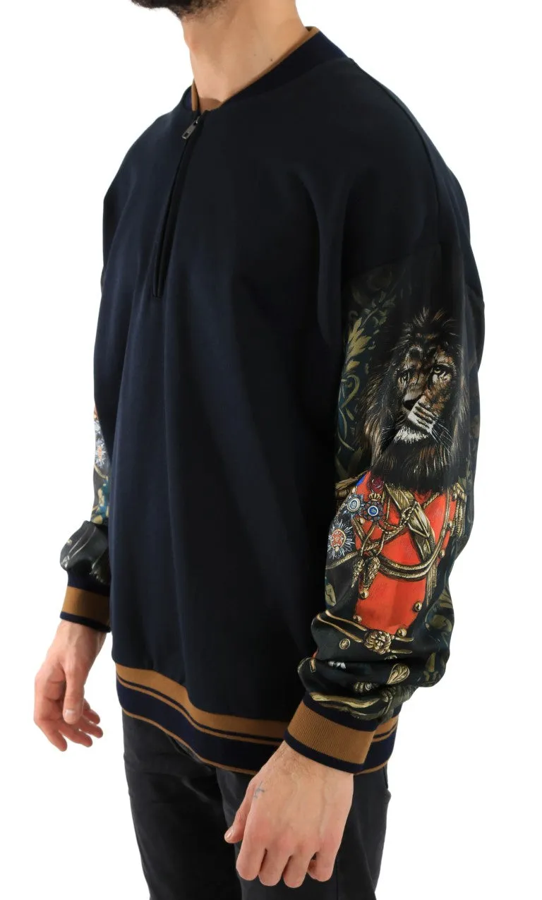 Blue Cotton Half Zip Sweater