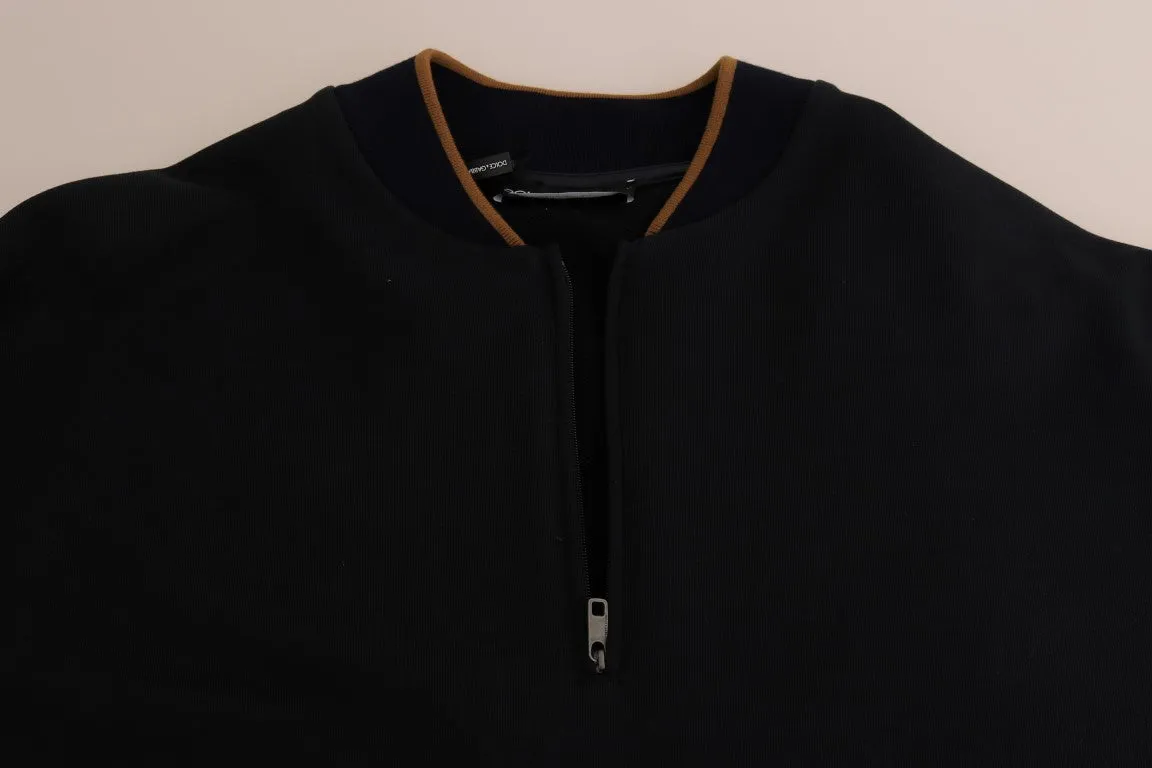 Blue Cotton Half Zip Sweater