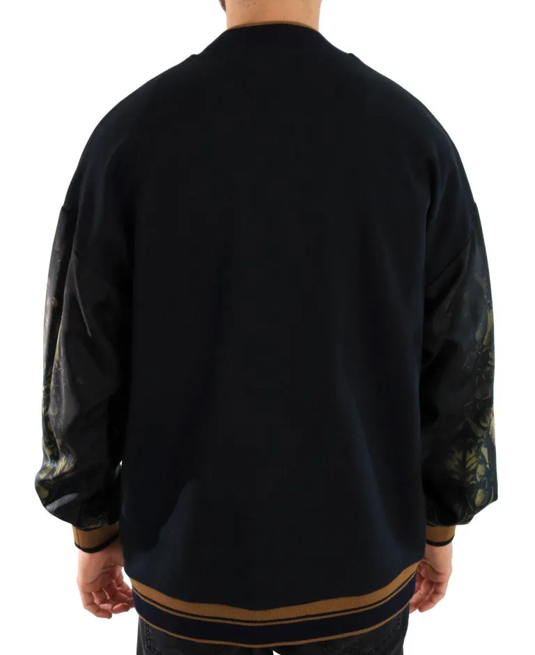 Blue Cotton Half Zip Sweater