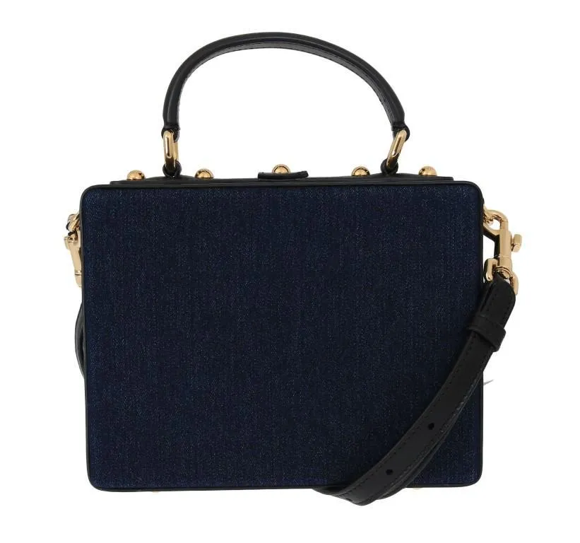 Blue Denim Leather Crystal Bag