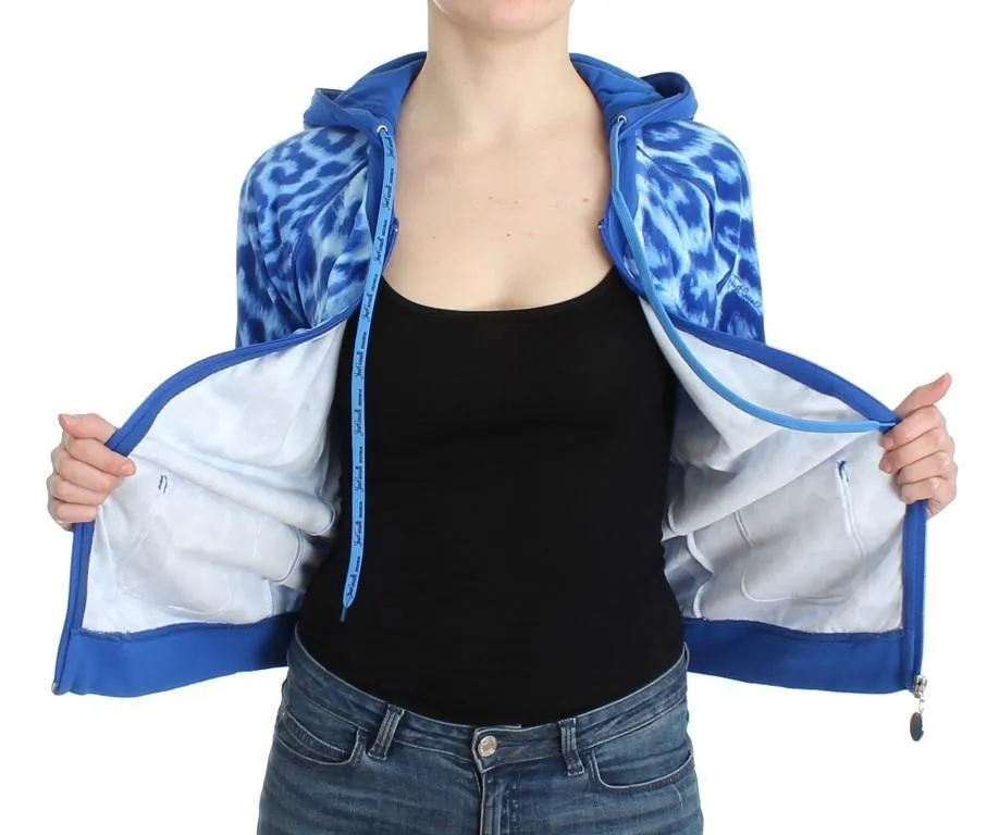 Blue leopard zipup hoodie sweatshirt