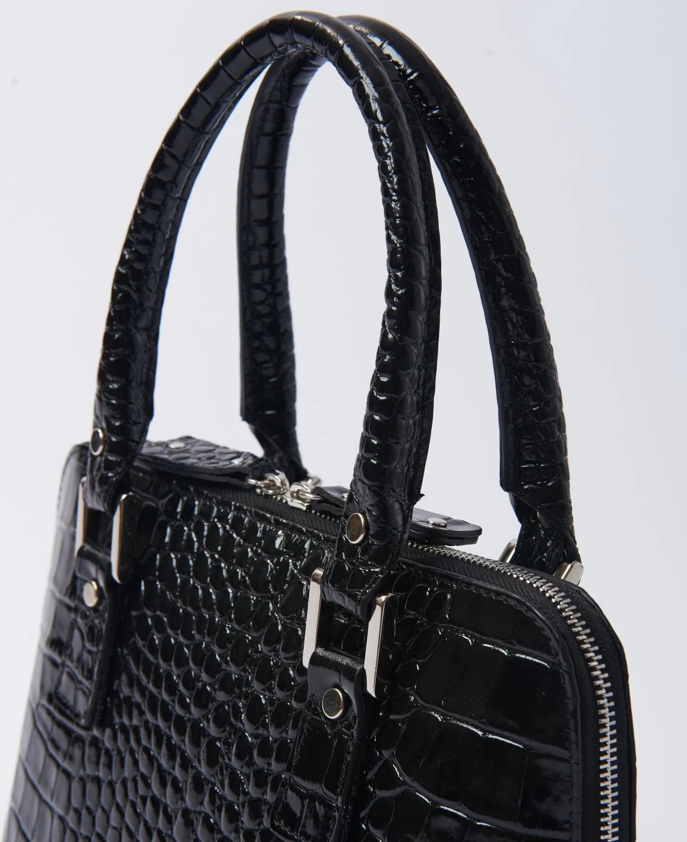 Bugatti Embossed Croc Leather Bag black