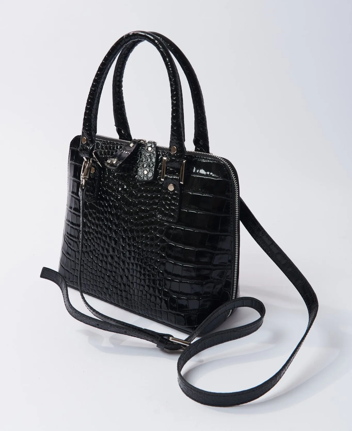 Bugatti Embossed Croc Leather Bag black