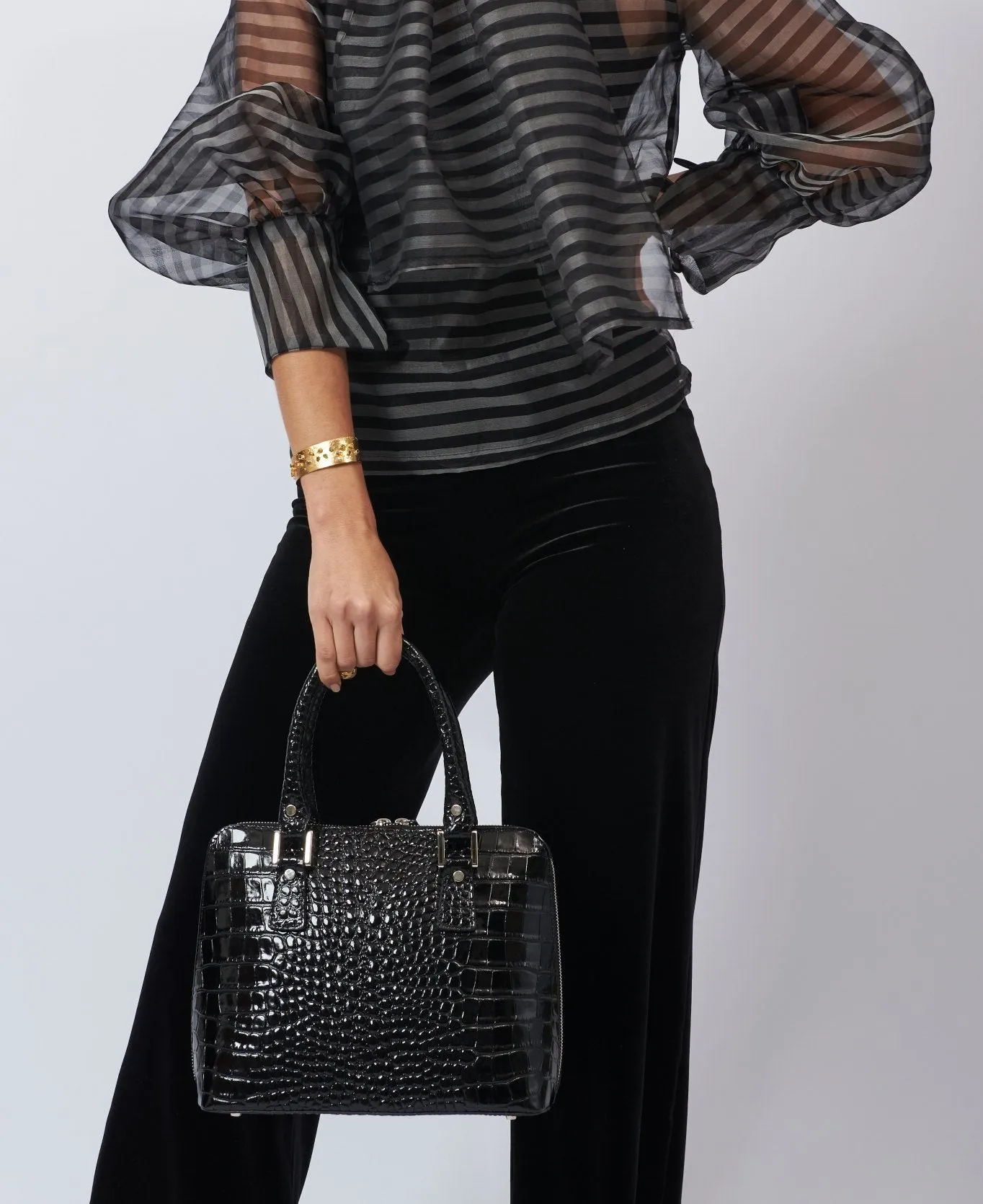 Bugatti Embossed Croc Leather Bag black