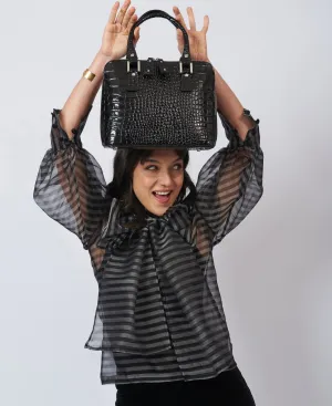 Bugatti Embossed Croc Leather Bag black