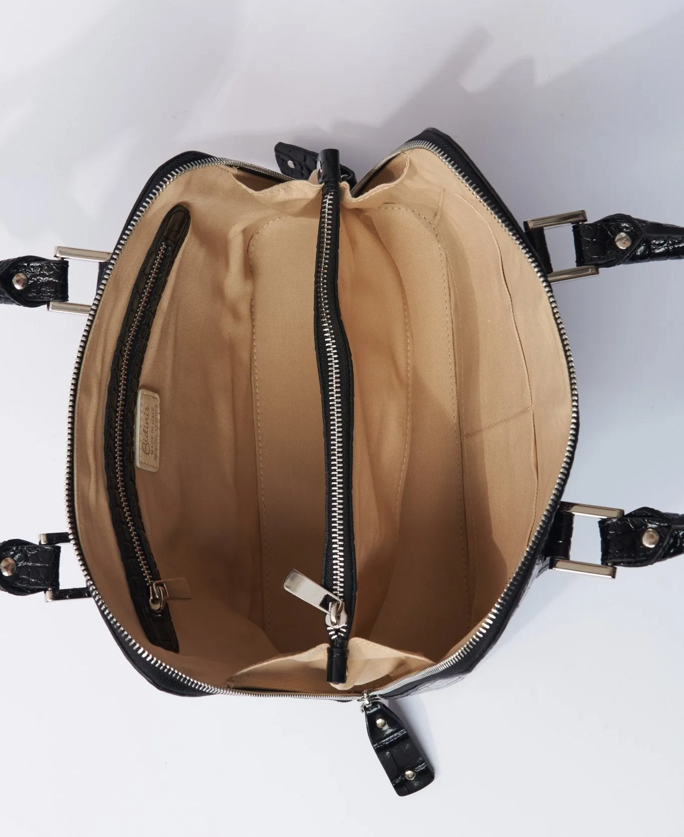 Bugatti Embossed Croc Leather Bag black