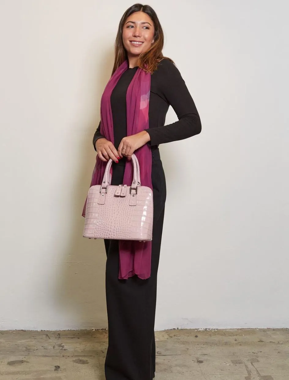 Bugatti Embossed Croco Leather Bag soft pink