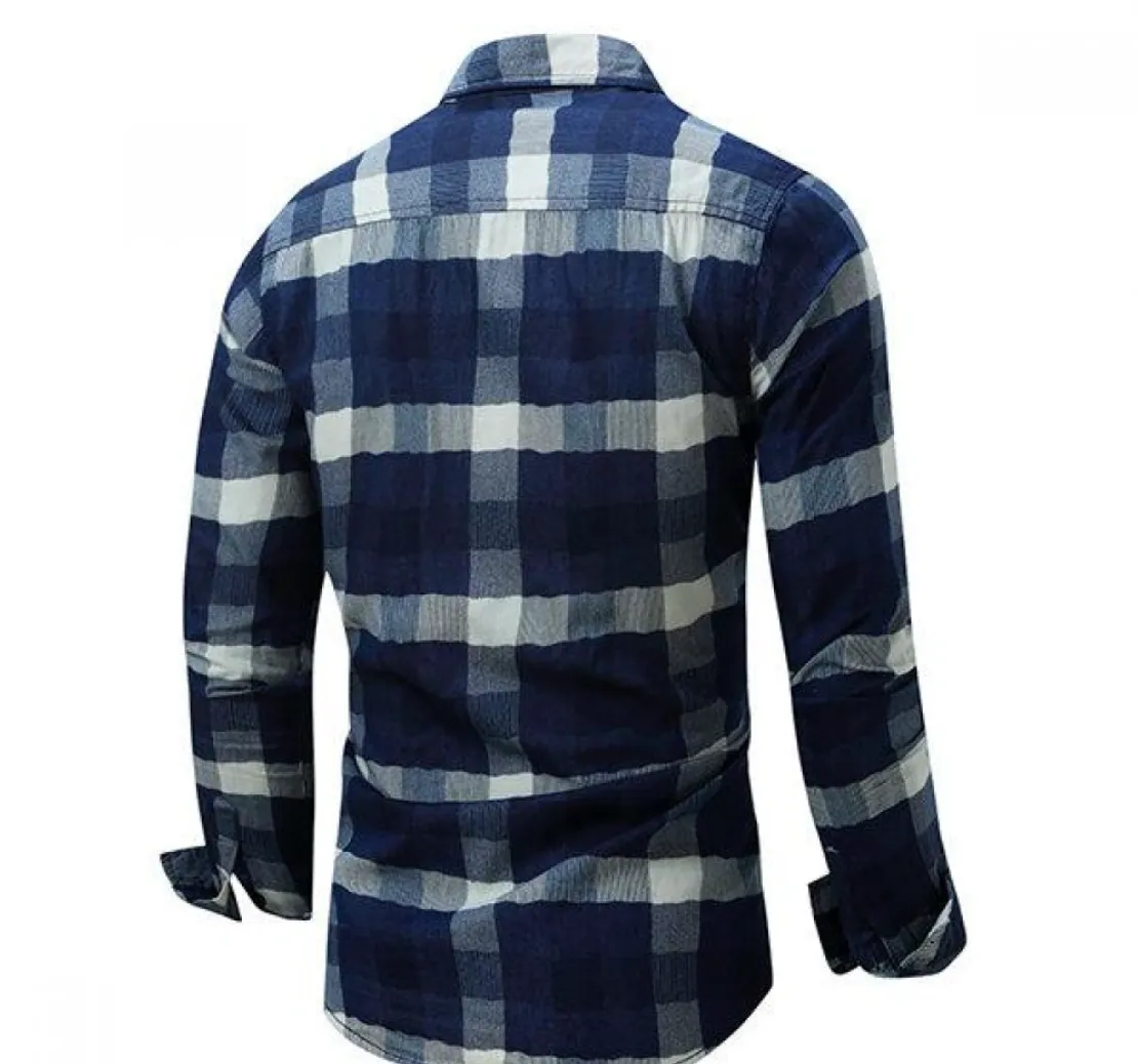 Casual Business Fashion Plaids Printing Slim Long Sleeve Dress Shirts for Men