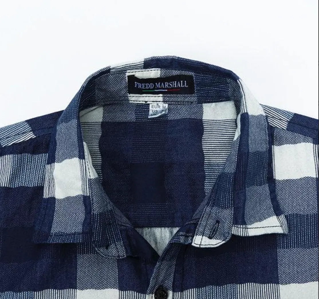 Casual Business Fashion Plaids Printing Slim Long Sleeve Dress Shirts for Men