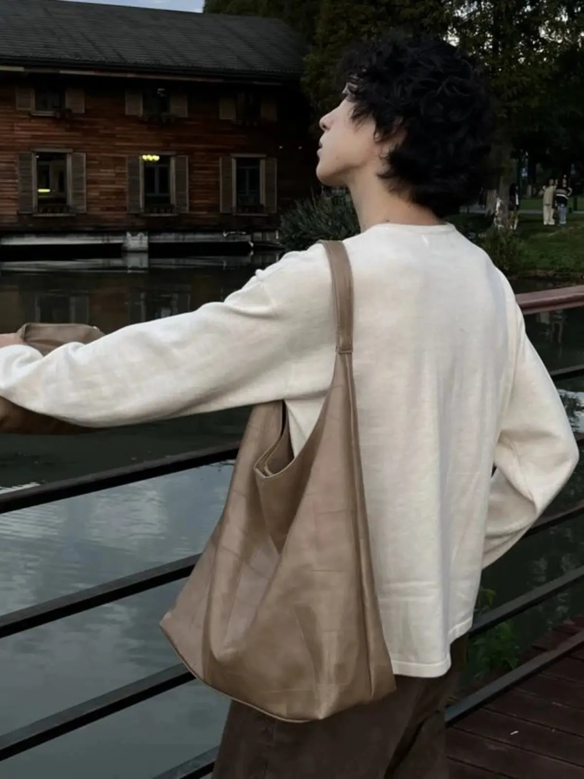 Casual Leather Sling Tote Bag