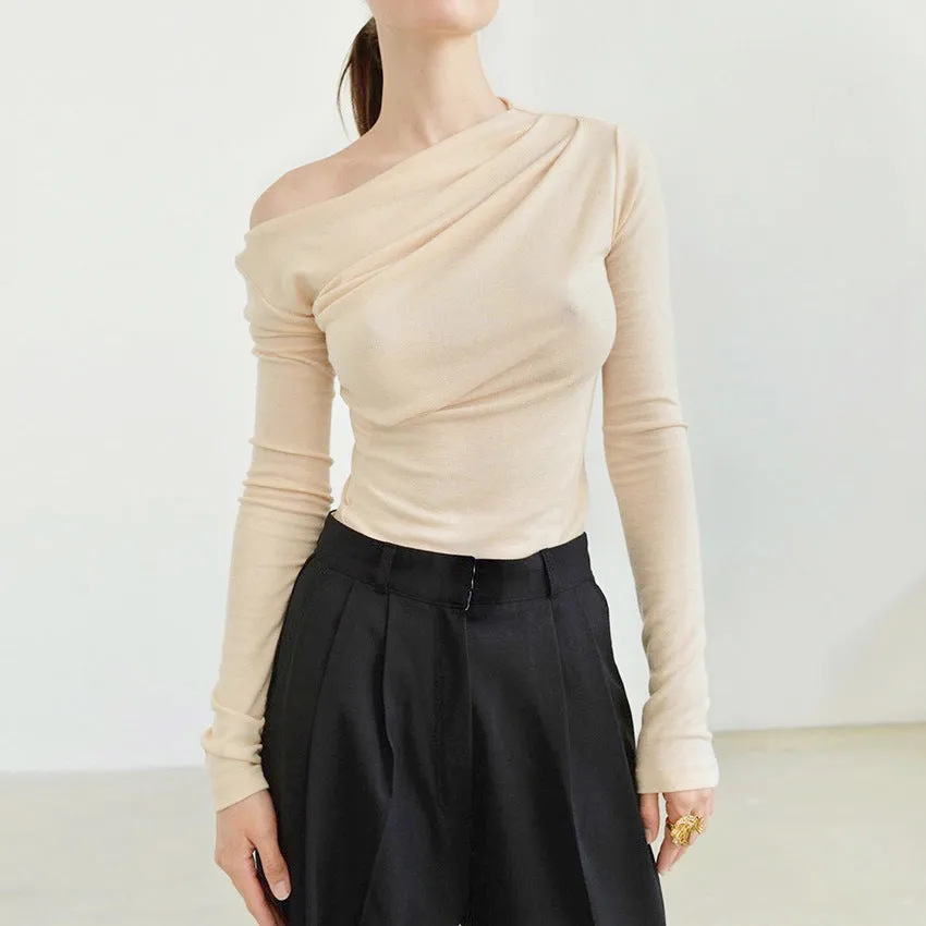 Casual Off One Shoulder Long Sleeve Knit Blouses
