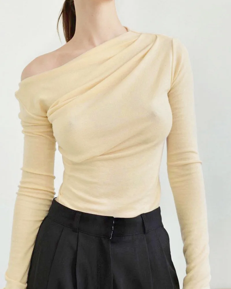 Casual Off One Shoulder Long Sleeve Knit Blouses