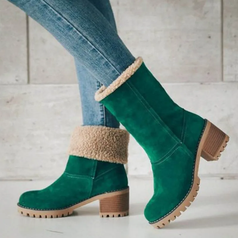 Casual Patchwork Round Keep Warm Comfortable Shoes (Heel Height 1.97in)(5 Colors)