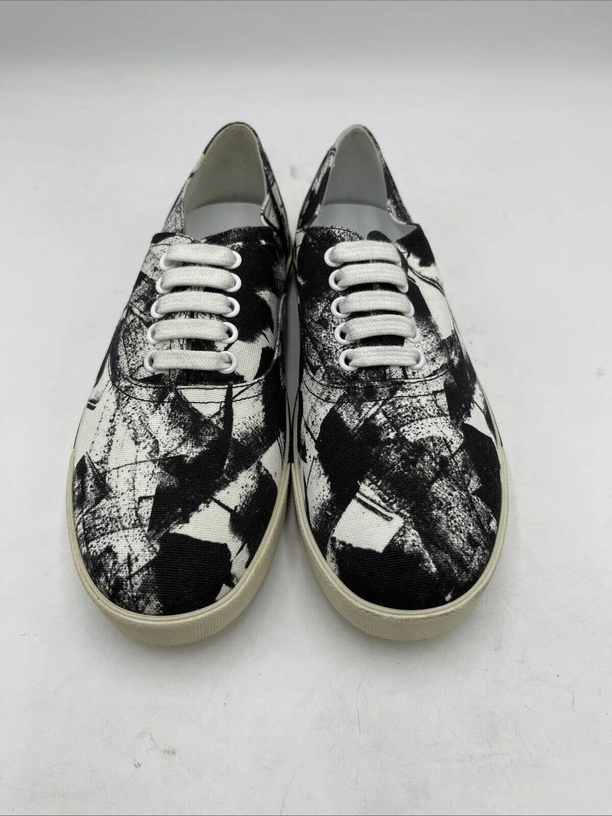 Celine Black/White Canvas Lace Up Low Top Sneakers Women’s Size 40 - Very Good