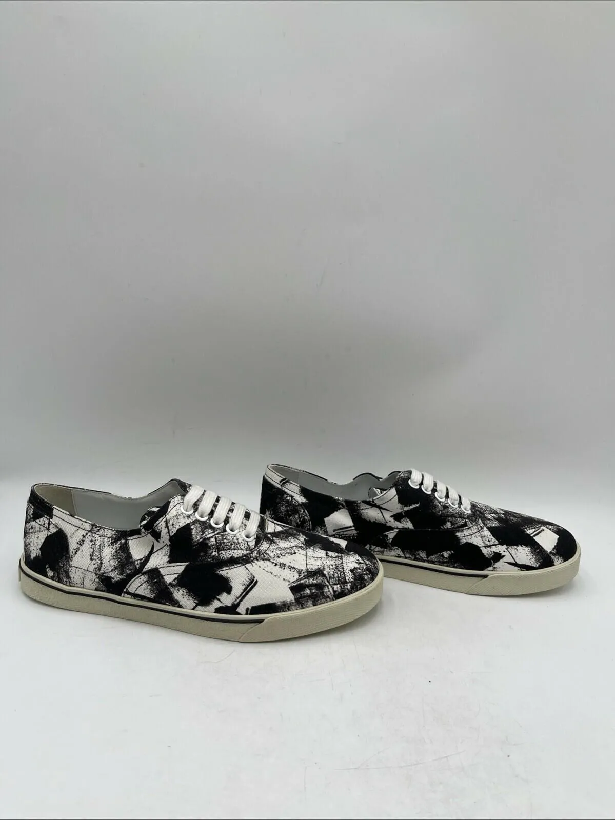 Celine Black/White Canvas Lace Up Low Top Sneakers Women’s Size 40 - Very Good