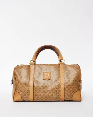 Celine Vintage Brown Coated Canvas Triomphe Monogram Duffle Bag