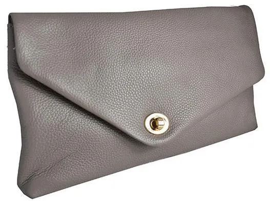 Centennial Park | Grey Leather Evening Clutch Envelope Bag