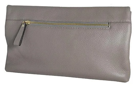 Centennial Park | Grey Leather Evening Clutch Envelope Bag