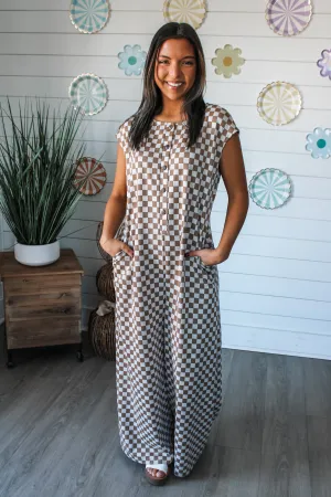 Check All The Boxes Jumpsuit •  Mocha