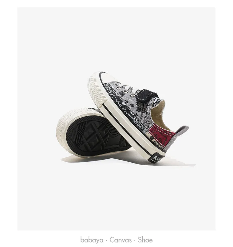 Children's Canvas  Casual Breathable Non-slip Sneakers - Black