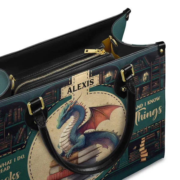 Christianartbag Handbags, Thats What I Do I Read Books And I Know Things, Handbag Design, Dragon Book Leather Handbag, Gifts for Women, CABLTB08271223.