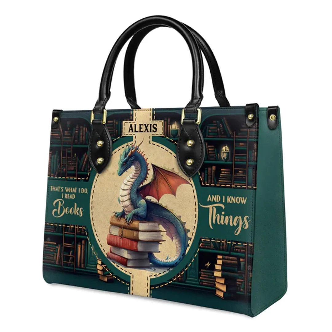 Christianartbag Handbags, Thats What I Do I Read Books And I Know Things, Handbag Design, Dragon Book Leather Handbag, Gifts for Women, CABLTB08271223.