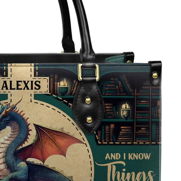Christianartbag Handbags, Thats What I Do I Read Books And I Know Things, Handbag Design, Dragon Book Leather Handbag, Gifts for Women, CABLTB08271223.