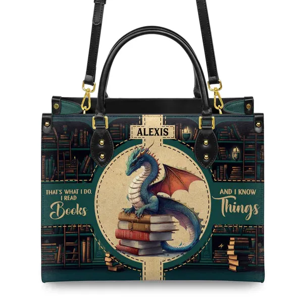 Christianartbag Handbags, Thats What I Do I Read Books And I Know Things, Handbag Design, Dragon Book Leather Handbag, Gifts for Women, CABLTB08271223.