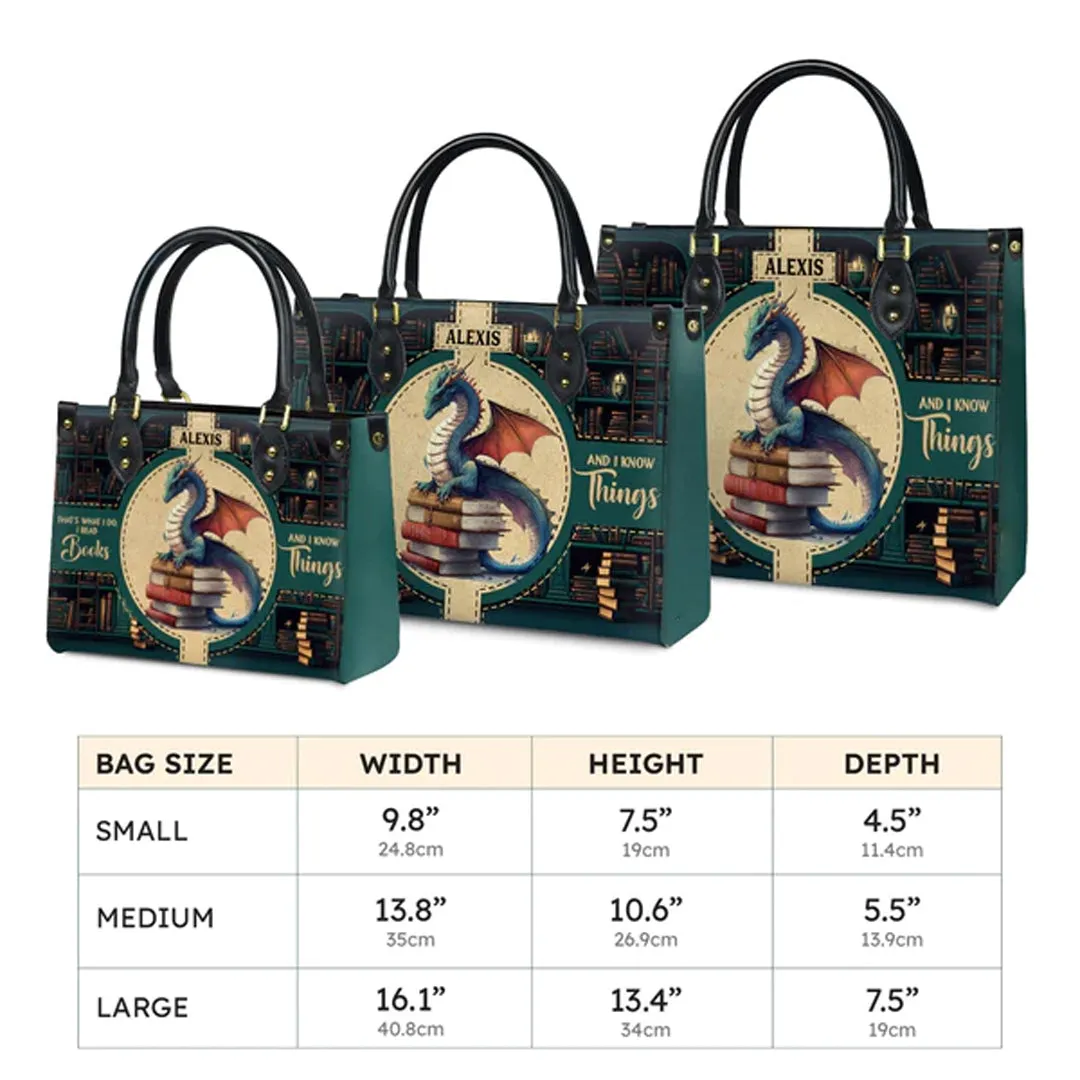 Christianartbag Handbags, Thats What I Do I Read Books And I Know Things, Handbag Design, Dragon Book Leather Handbag, Gifts for Women, CABLTB08271223.