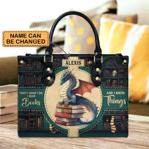 Christianartbag Handbags, Thats What I Do I Read Books And I Know Things, Handbag Design, Dragon Book Leather Handbag, Gifts for Women, CABLTB08271223.