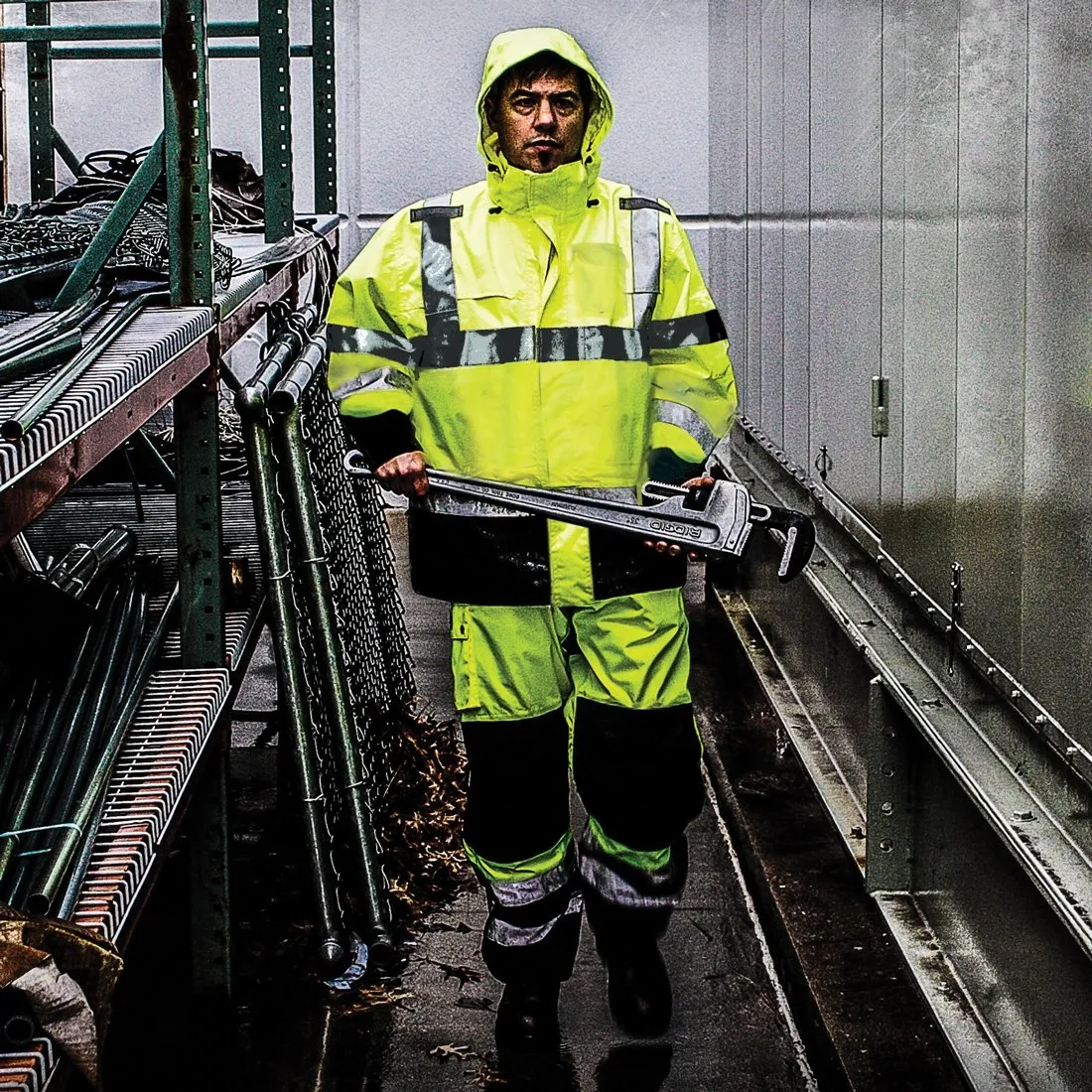 Class 3 Rip Stop Rain Jacket - Lime - 5XL