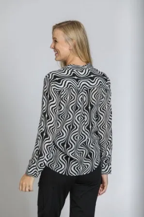 Classic Button Up Black and White Blouse