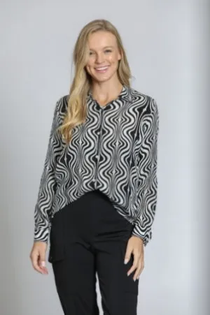 Classic Button Up Black and White Blouse
