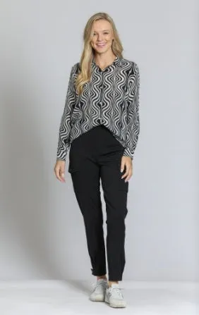 Classic Button Up Black and White Blouse