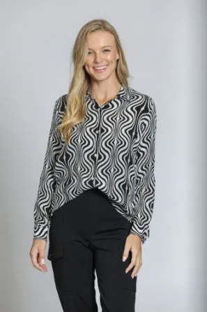 Classic Button Up Black and White Blouse