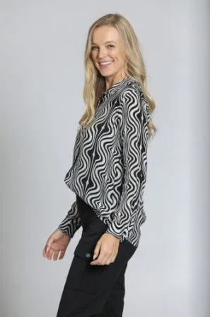 Classic Button Up Black and White Blouse