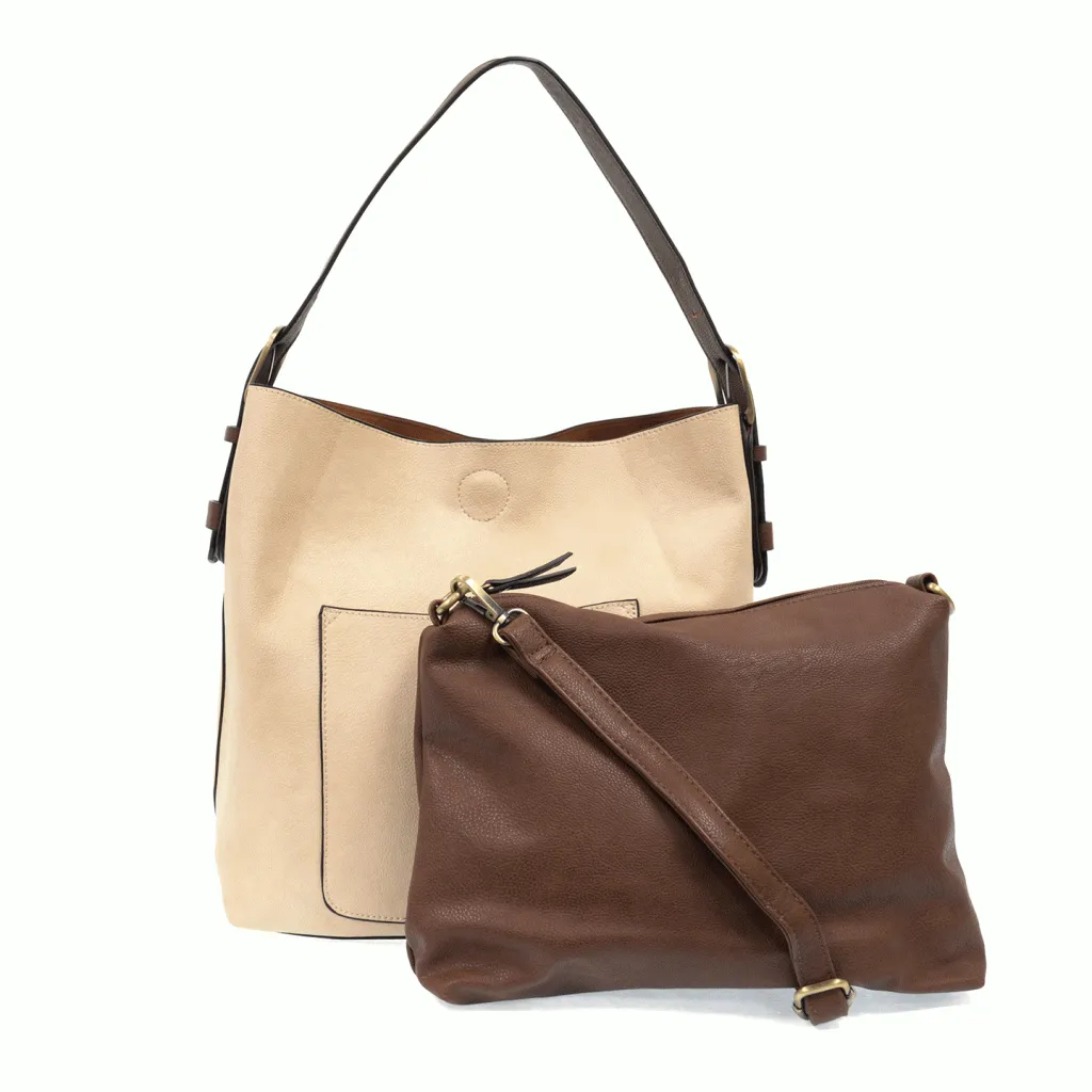 Classic Hobo Handbag in Cream/Coffee