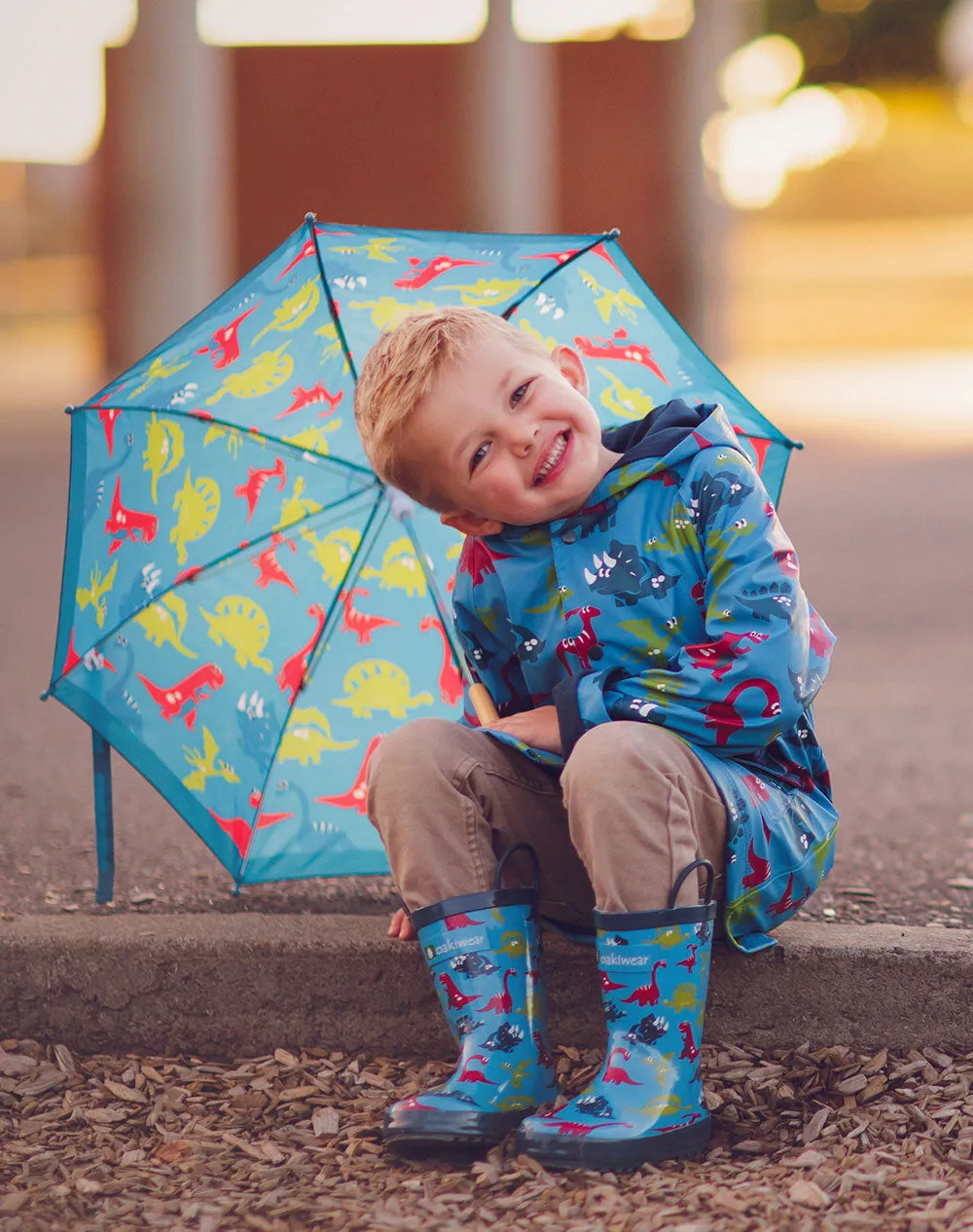 CLEARANCE: Blue Dinosaurs Lined Rain Jacket