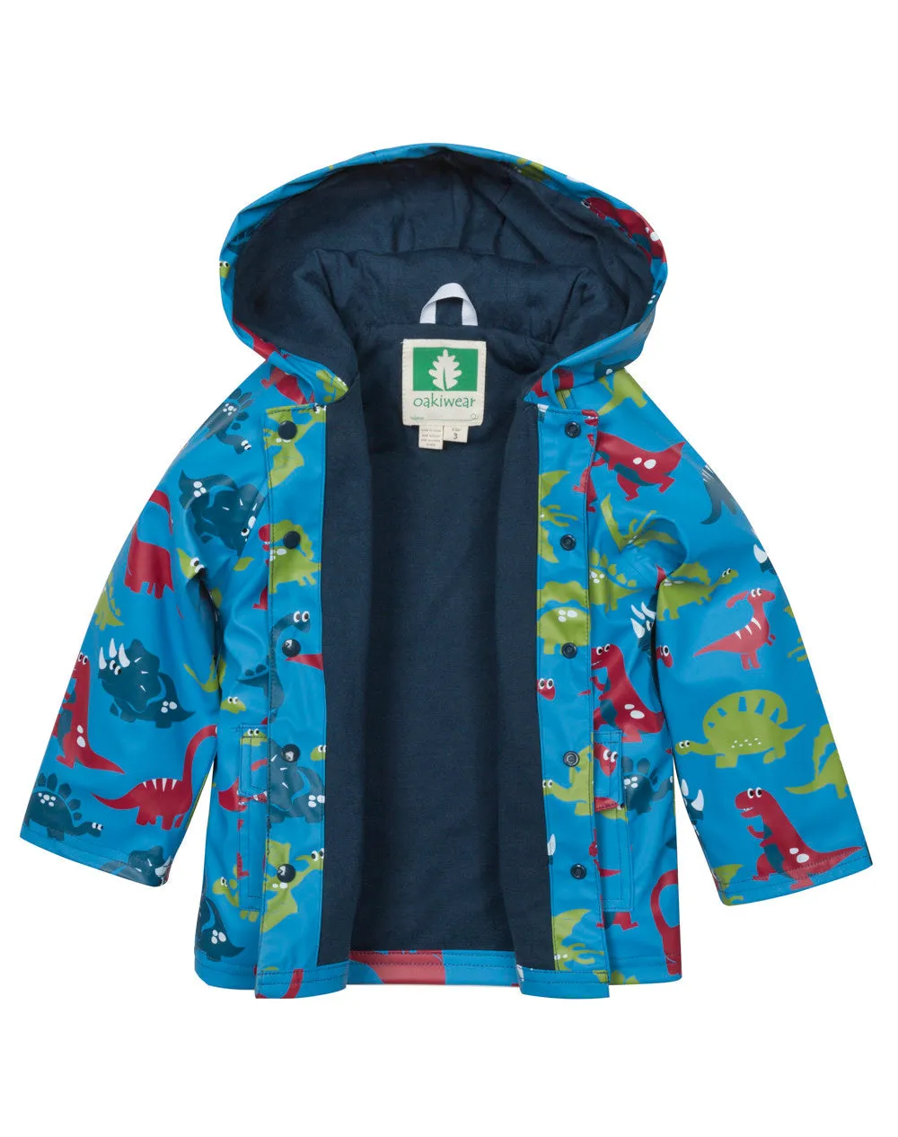CLEARANCE: Blue Dinosaurs Lined Rain Jacket