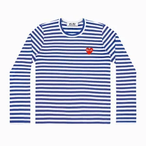 Comme des Garçons PLAY Striped Long Sleeve T-Shirt Blue