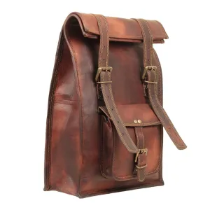 Convertible Leather Laptop Roll Backpack