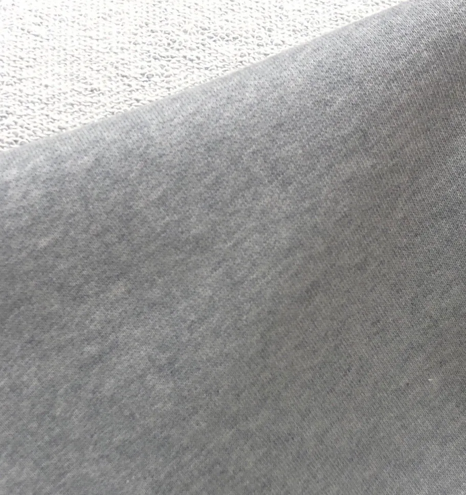 Cotton Loop Back Fleece, Grey Marle - 105cm remnant piece