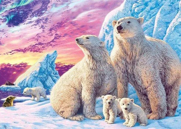 Craft Buddy "Polar Bear Family" Framed Crystal Art Kit, 40 x 50cm