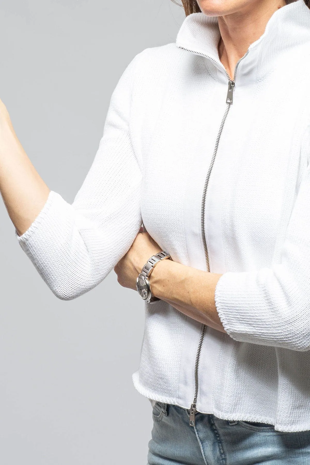 Crete Zip Sweater In White