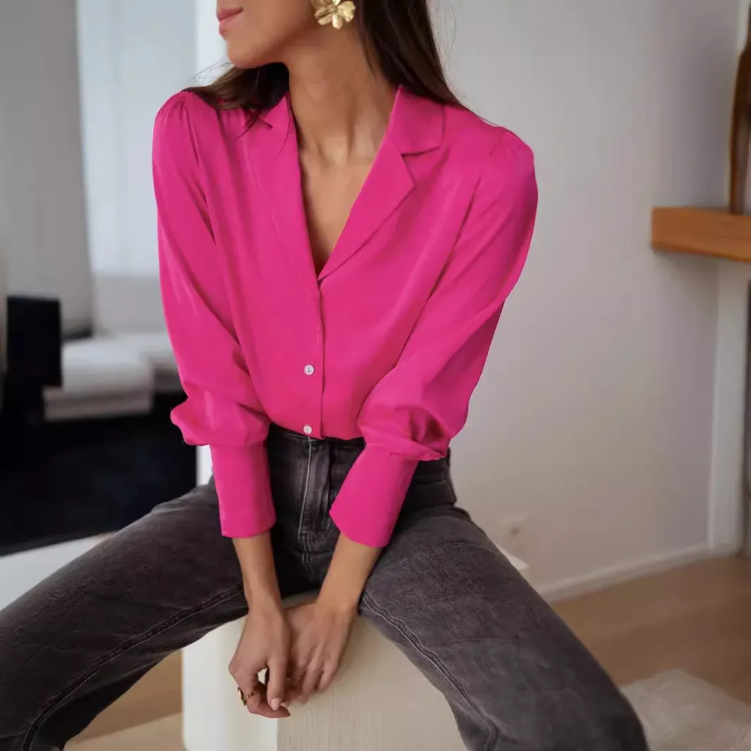 Crisp Appeal Button-Up Long Sleeve Blouse