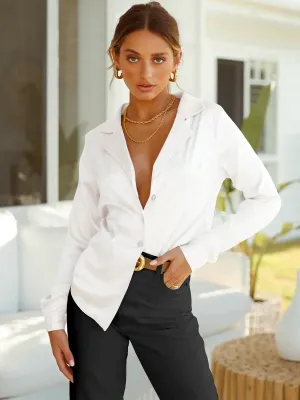 Crisp Appeal Button-Up Long Sleeve Blouse
