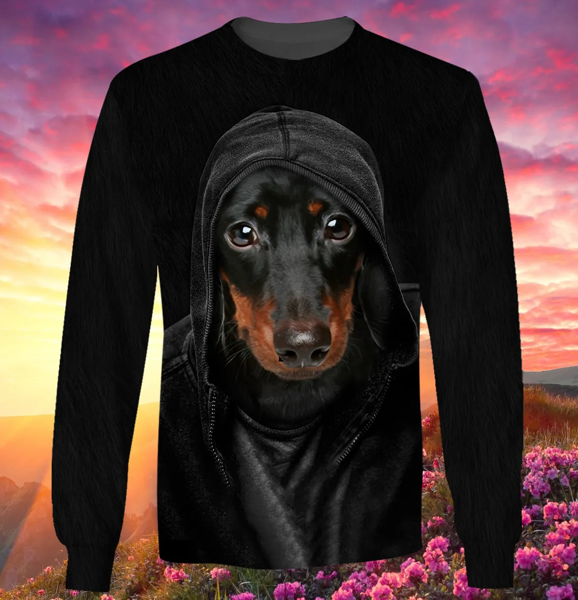 Dachshund Full Black 3D Full Print Shirts