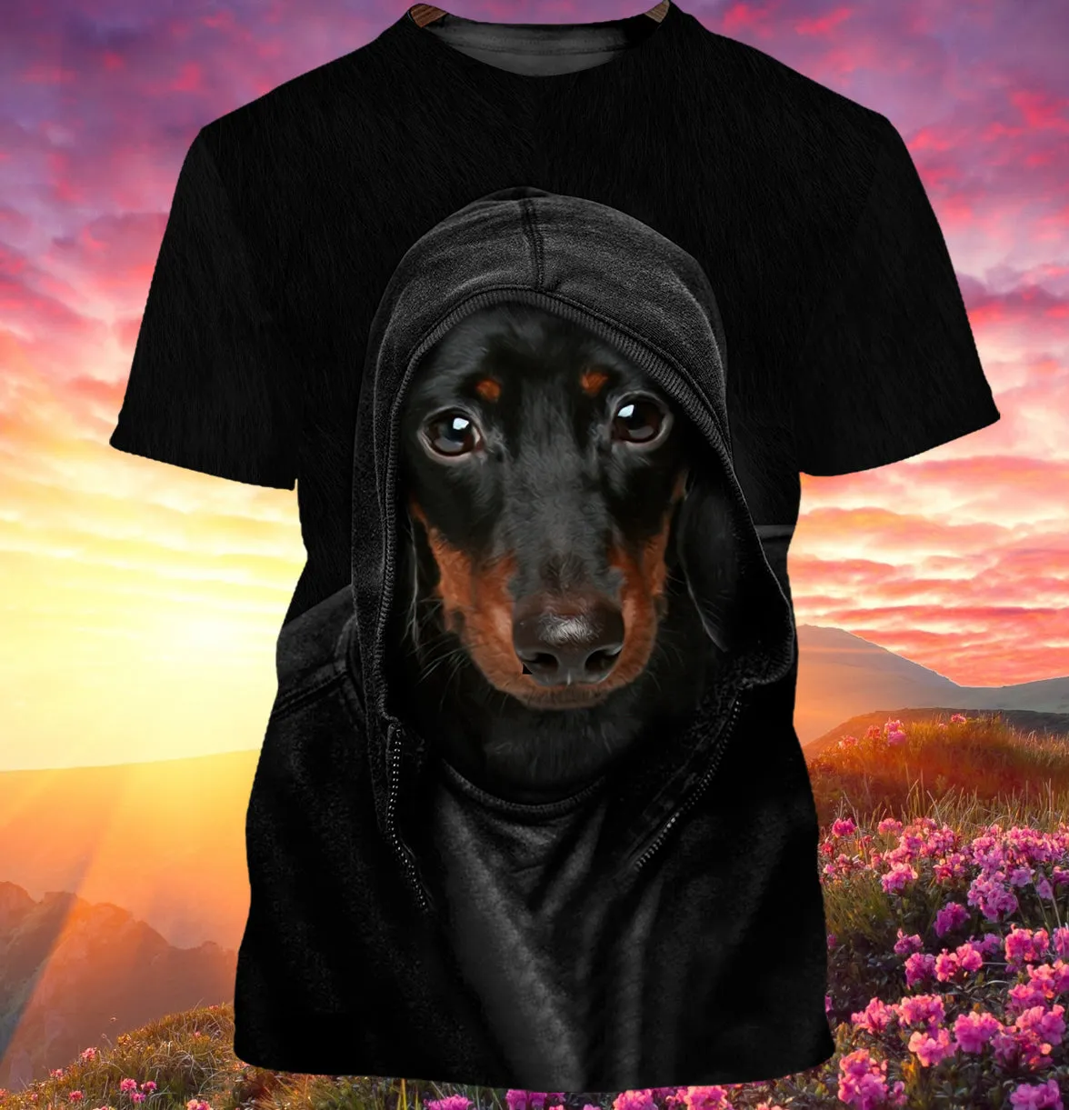 Dachshund Full Black 3D Full Print Shirts