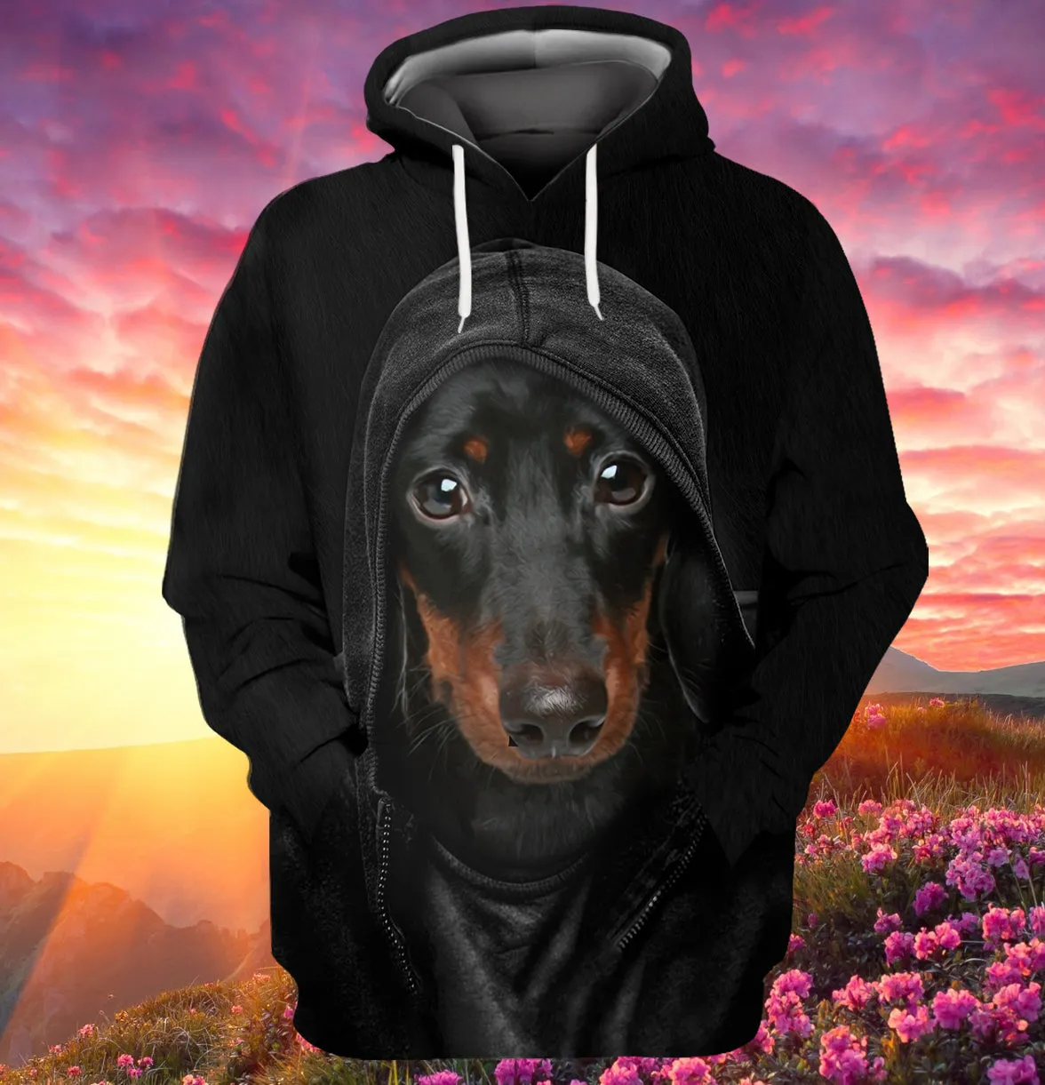 Dachshund Full Black 3D Full Print Shirts