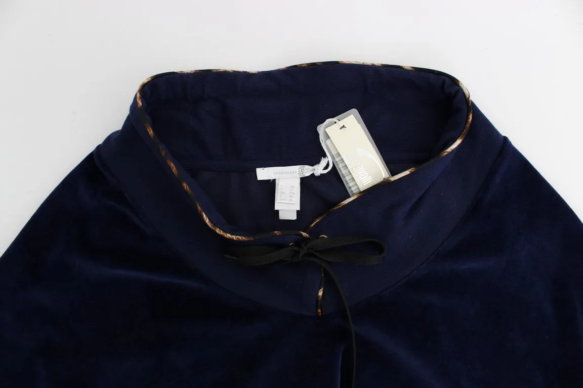 Dark blue velvet cotton sweater